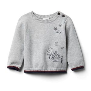 Janie and Jack Gray Embroidered Sweater